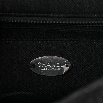 Chanel Denim Quilted CC Print Jumbo Single Flap Black 5 of 9