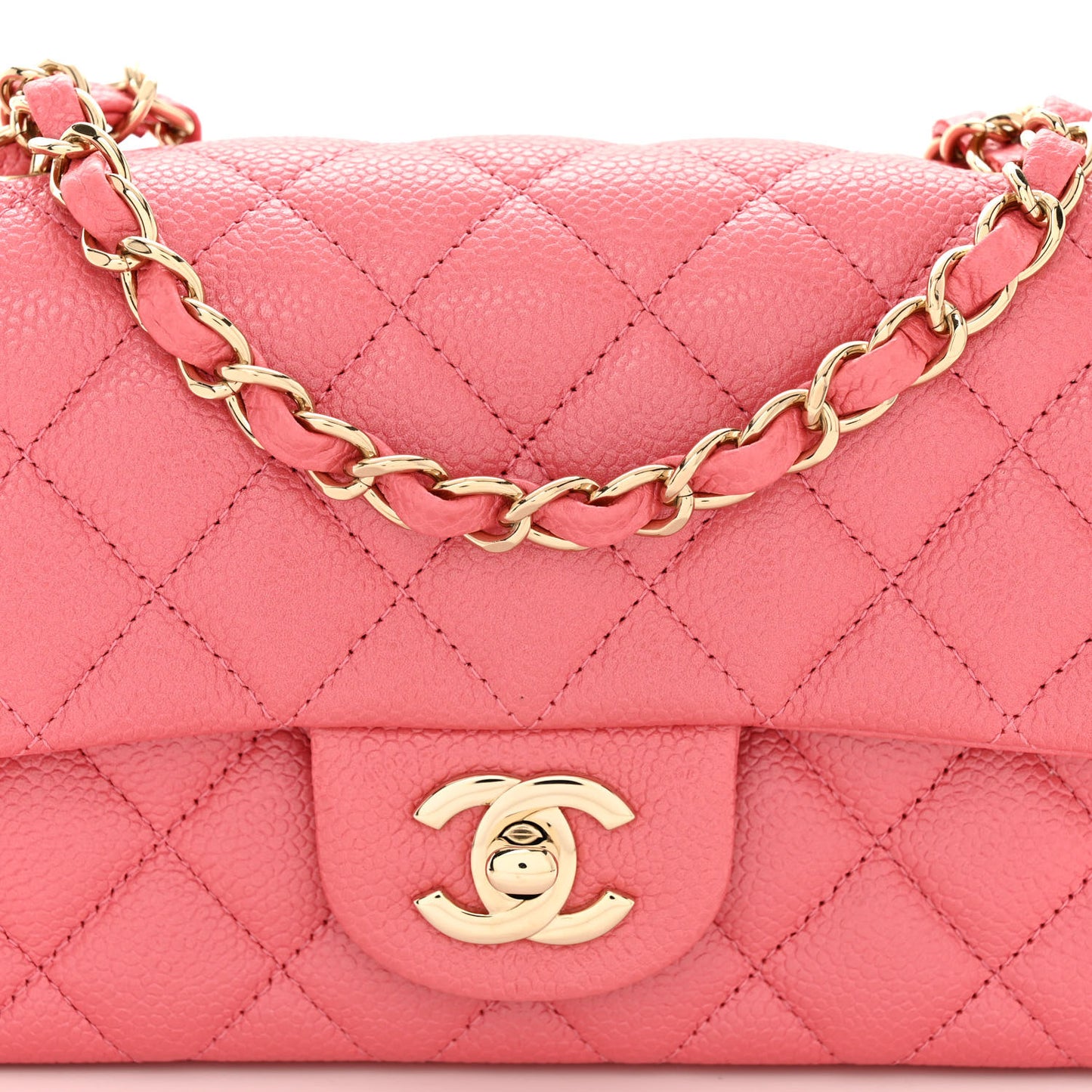 Caviar Quilted Mini Rectangular Flap Dark Pink