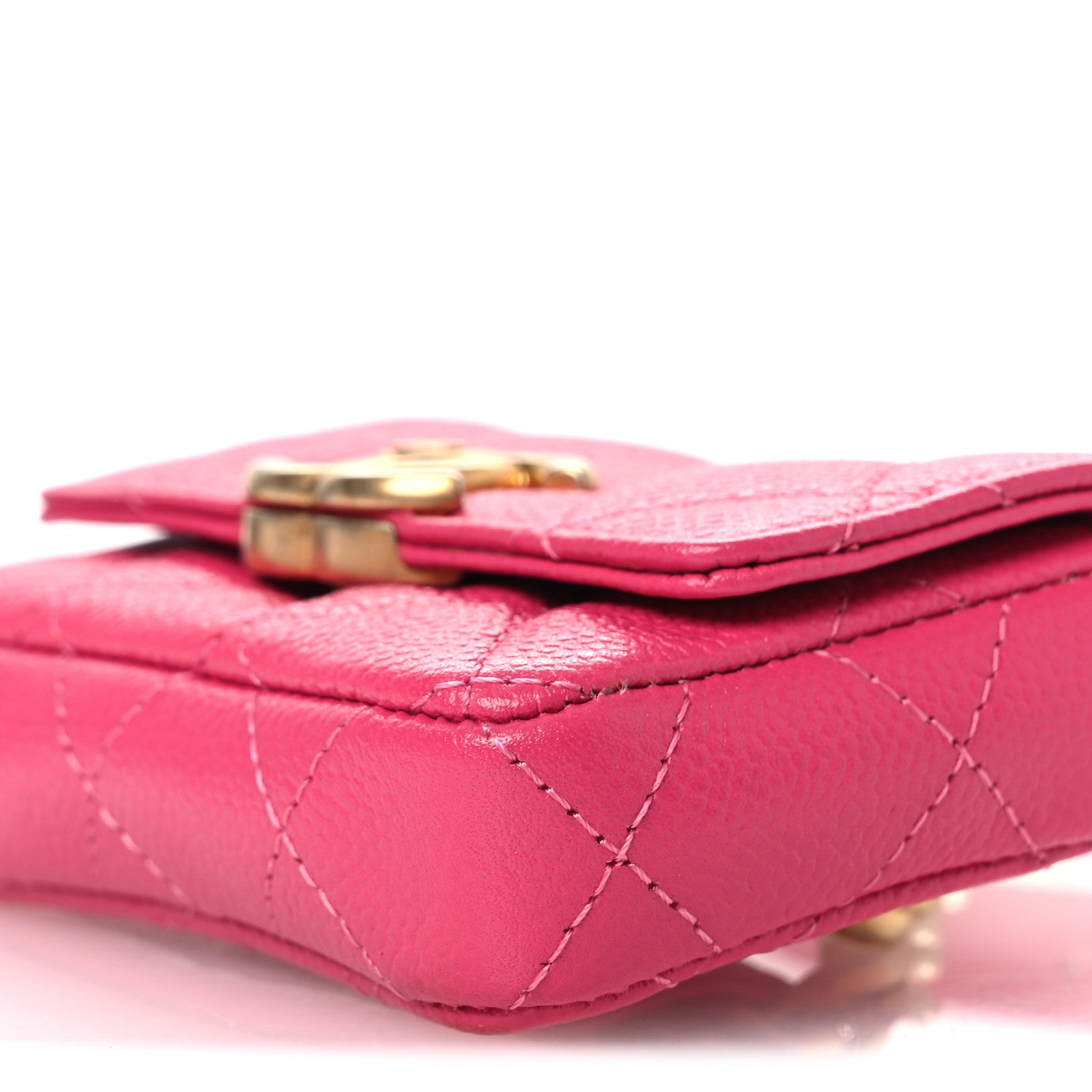Chanel Shiny Caviar Quilted Chain Melody Belt Bag Dark Pink 11 of 12