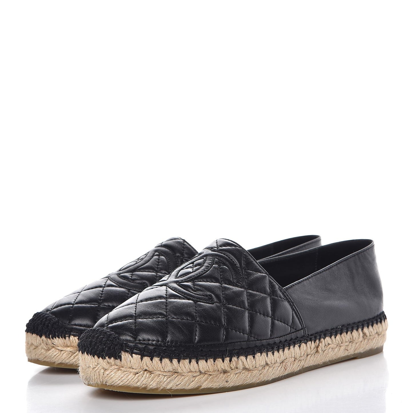 Lambskin Quilted CC Espadrilles 38 Black