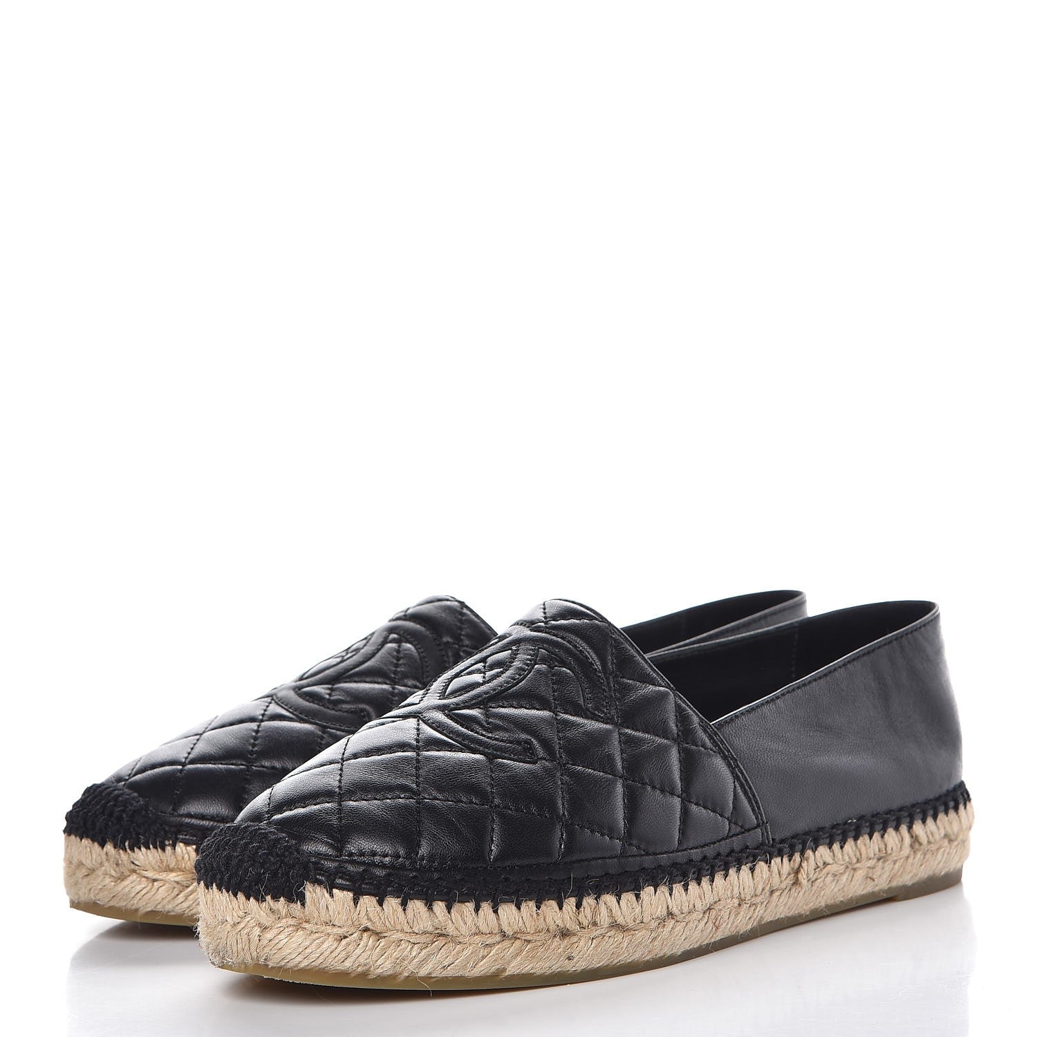Chanel Lambskin Quilted CC Espadrilles 38 Black 2 of 11