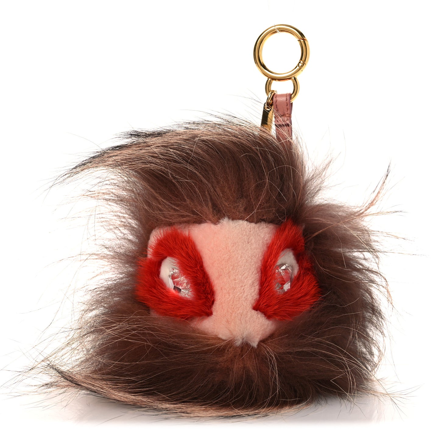 Fox Fur Crystal Monster Bag Bug Charm Brown Pink Red