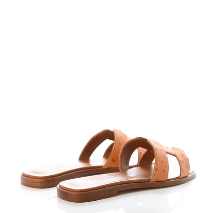 Hermes Ostrich Oran Sandals 36 Brun Fauve 4 of 10