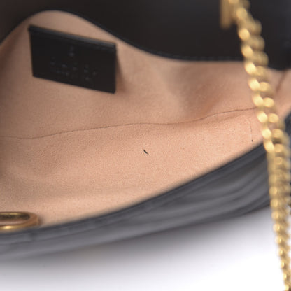 Gucci Calfskin Matelasse Super Mini GG Marmont Shoulder Bag Black 10 of 11