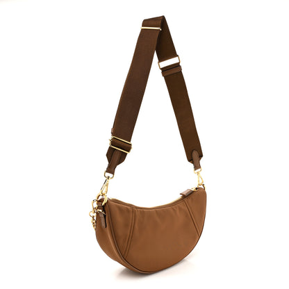 Prada Re-Nylon Saffiano Demi-lune Shoulder Bag Brown 3 of 10