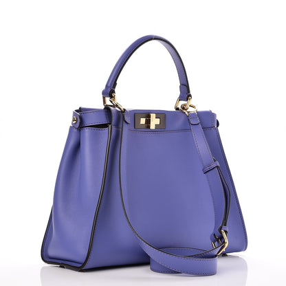 Fendi Vitello Seta Medium Peekaboo Iconic Satchel Viola Cassis 4 of 7