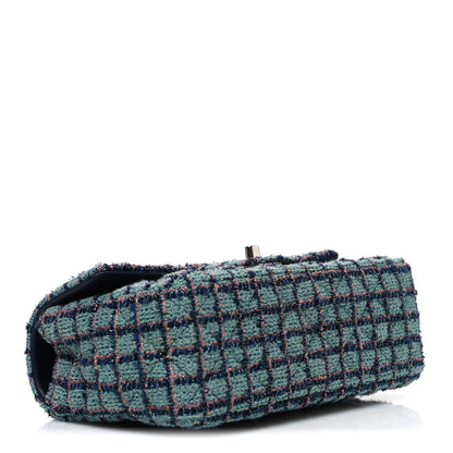Chanel Tweed Quilted Mini Rectangular Flap Green Navy Dark Beige 4 of 10