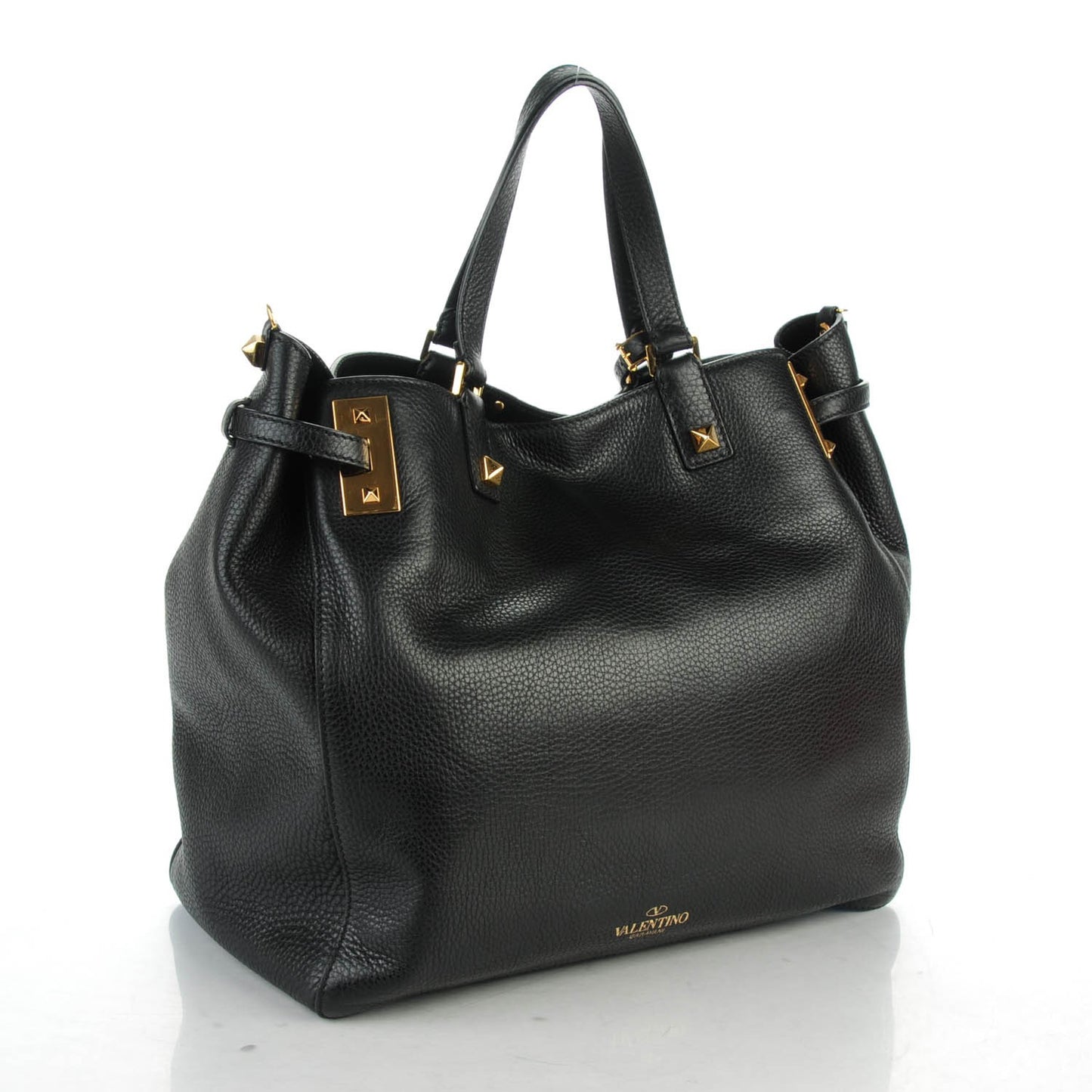 Grained Calfskin Jamaica Beaded My Rockstud Tote Black