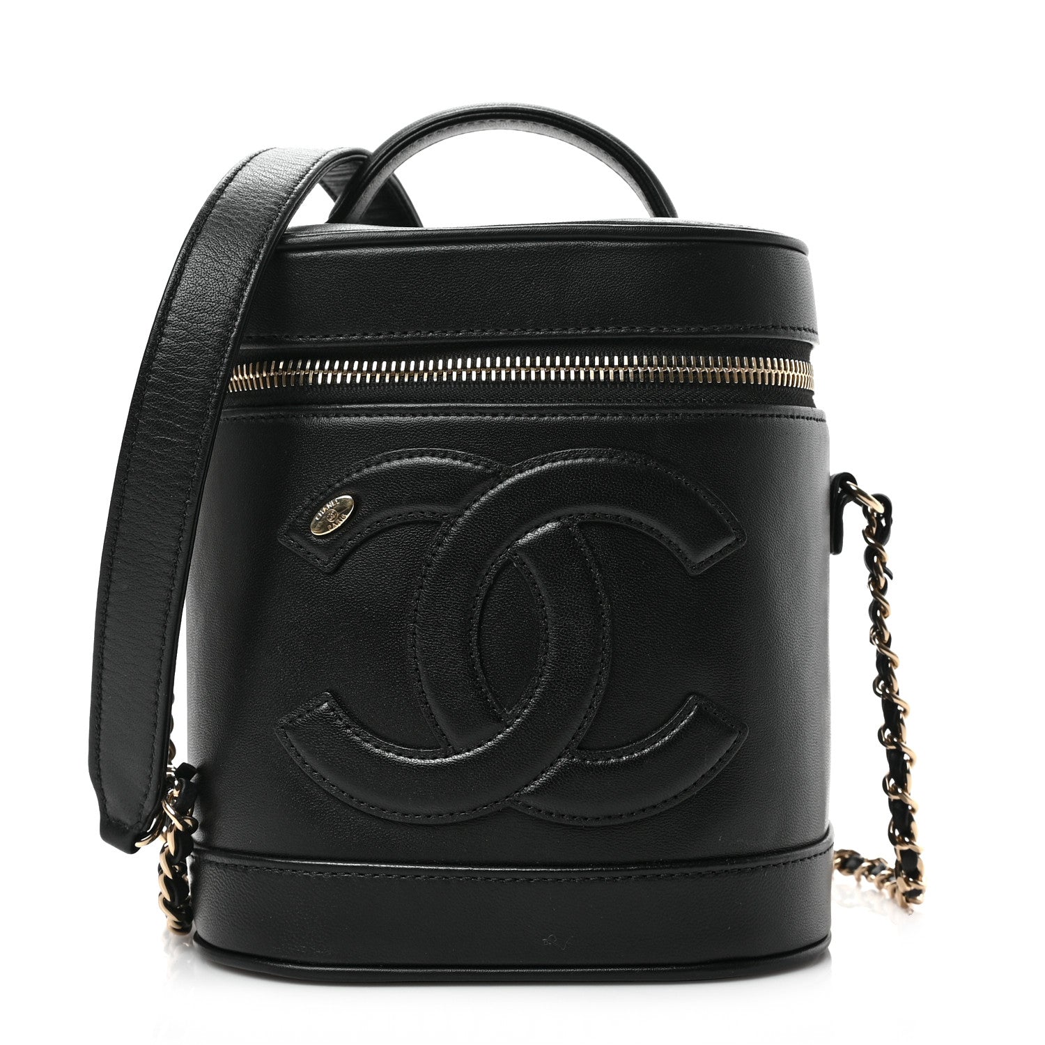 image of CHANEL Lambskin Timeless Vanity Cosmetic Case in the color Black by FASHIONPHILE