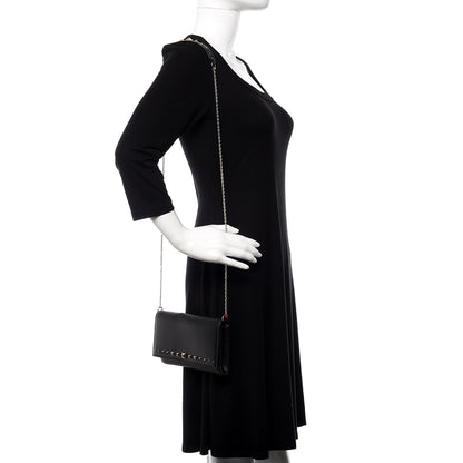 Valentino Garavani Vitello Rockstud Crossbody Wallet on Chain Black 2 of 11