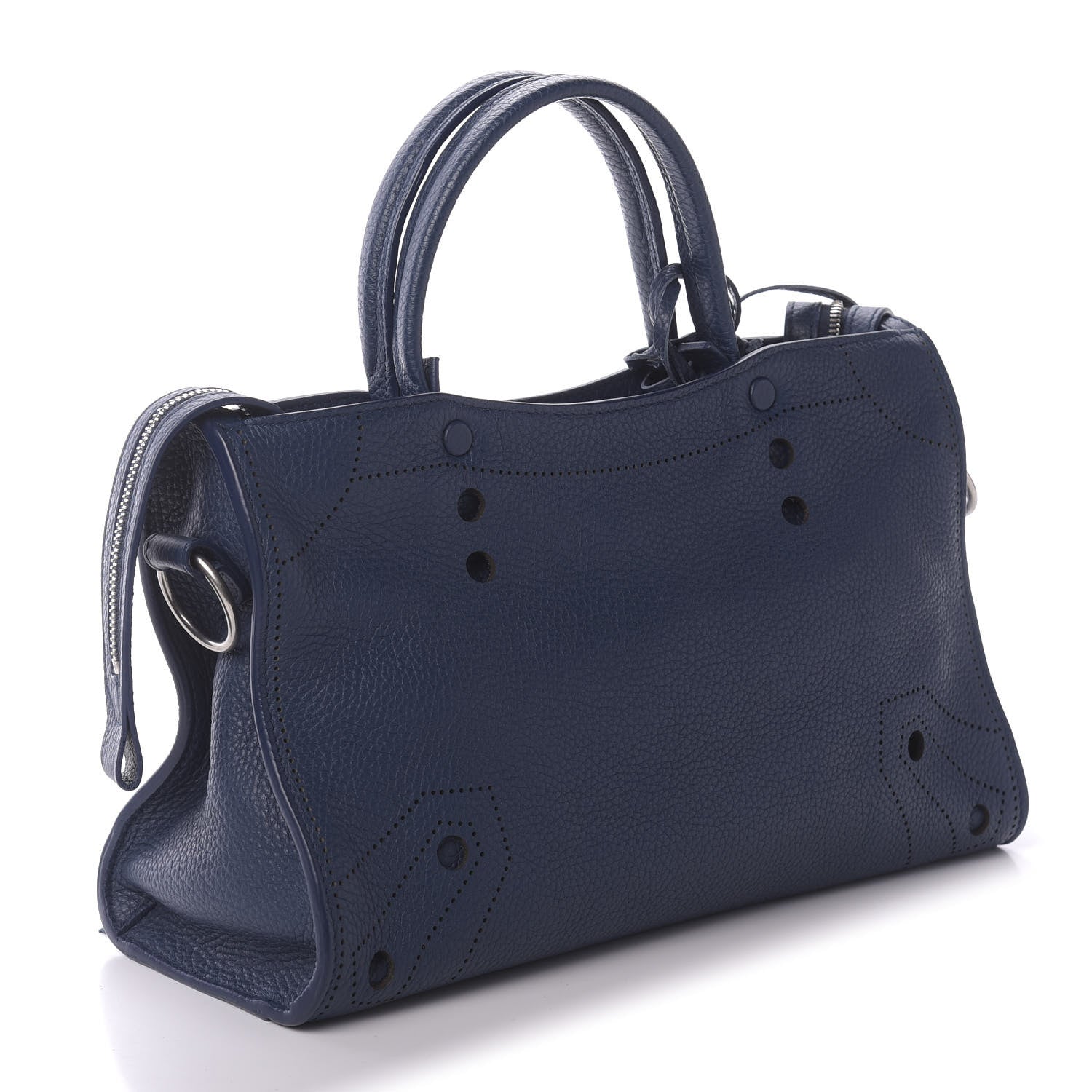 Balenciaga Veau Grana Perforated Blackout Hardware S City Bleu Tanzanite 2 of 9
