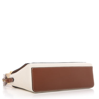 Burberry Canvas Horseferry Print Note Crossbody Bag Natural Tan Fiery Red 4 of 10