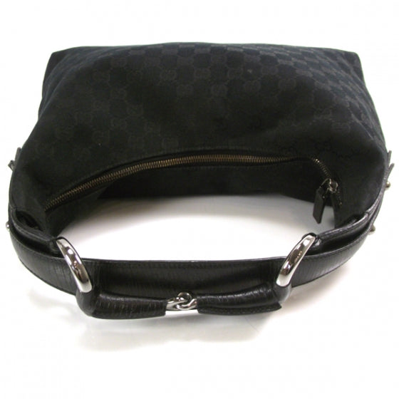 Gucci Monogram Medium Horsebit Chain Hobo Black 6 of 11