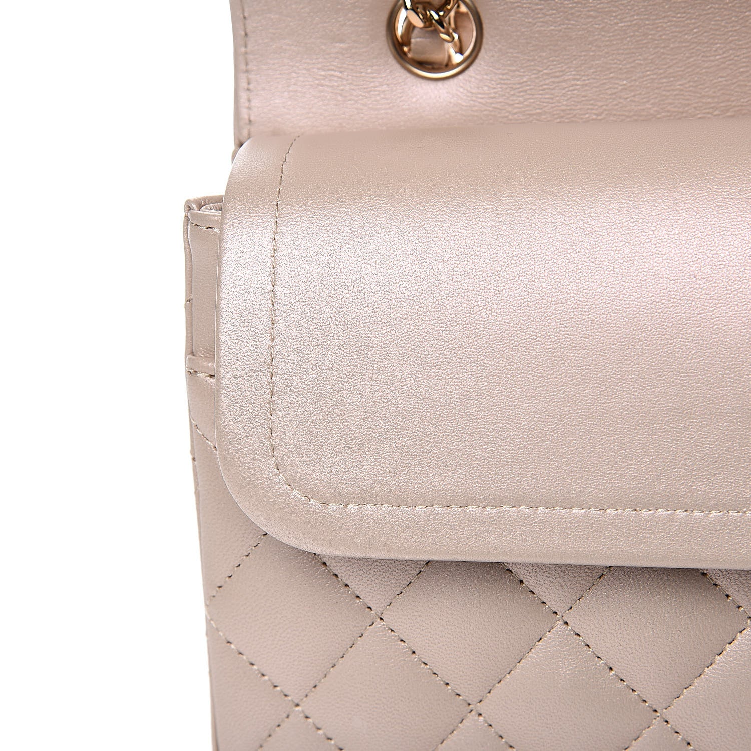 Chanel Iridescent Lambskin Quilted Medium Double Flap Light Beige 11 of 12