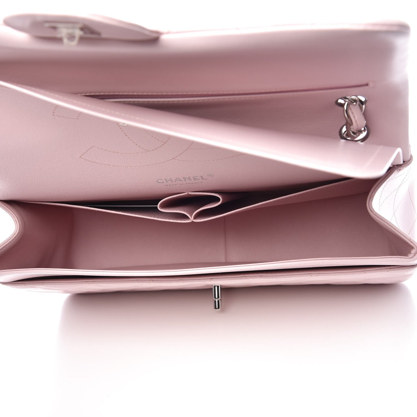 Lambskin Quilted Jumbo Double Flap Light Pink