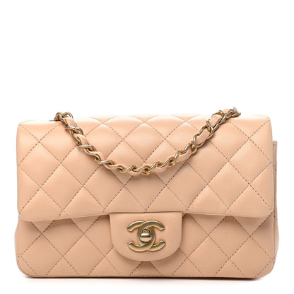 Chanel Lambskin Quilted Mini Rectangular Flap Beige 1 of 8