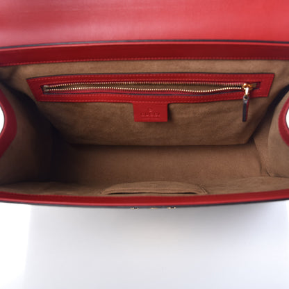 Gucci GG Supreme Monogram Calfskin Medium Padlock Top Handle Bag Beige Hibiscus Red New Rosette 5 of 10