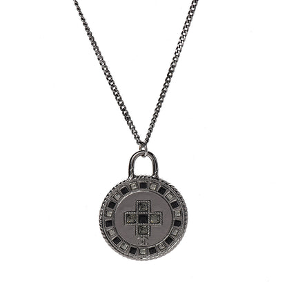 Chanel Crystal CC Medallion Necklace Ruthenium Black 4 of 6