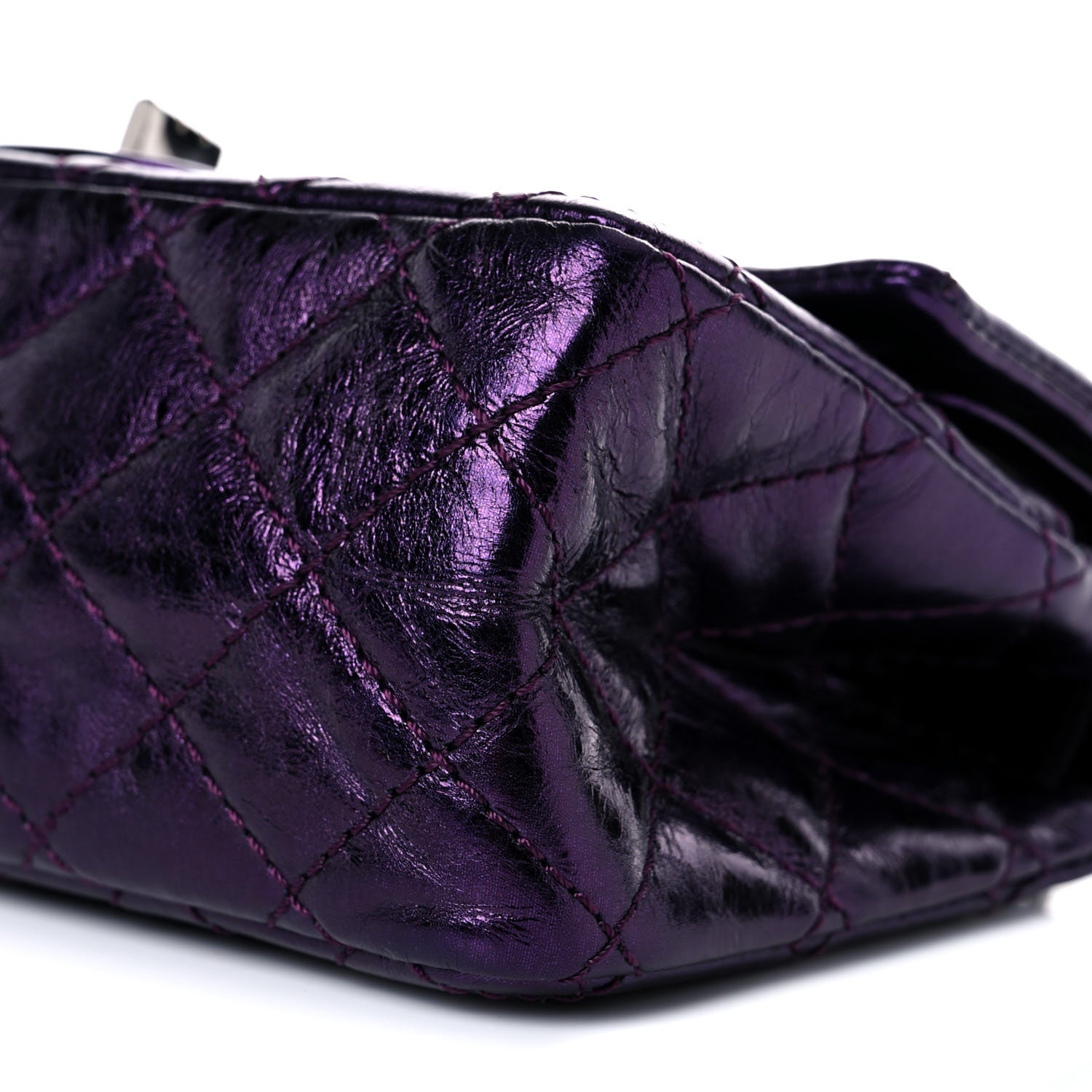Chanel Metallic Calfskin Quilted 2.55 Reissue 224 Flap Purple 6 of 9