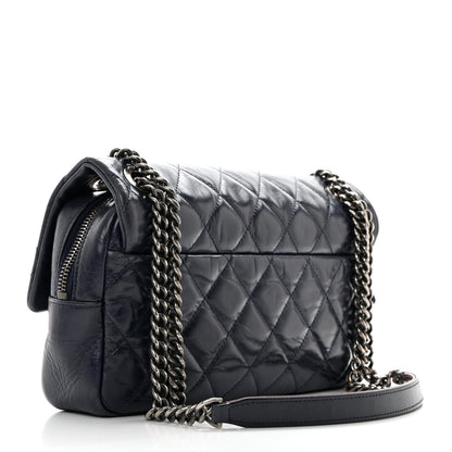 Chanel Glazed Calfskin Quilted Medium Duo Color Flap Blue 2 of 10