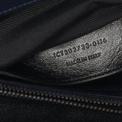 Saint Laurent Sheepskin Matelasse Chevron Monogram Large College Satchel Navy Blue 8 of 8