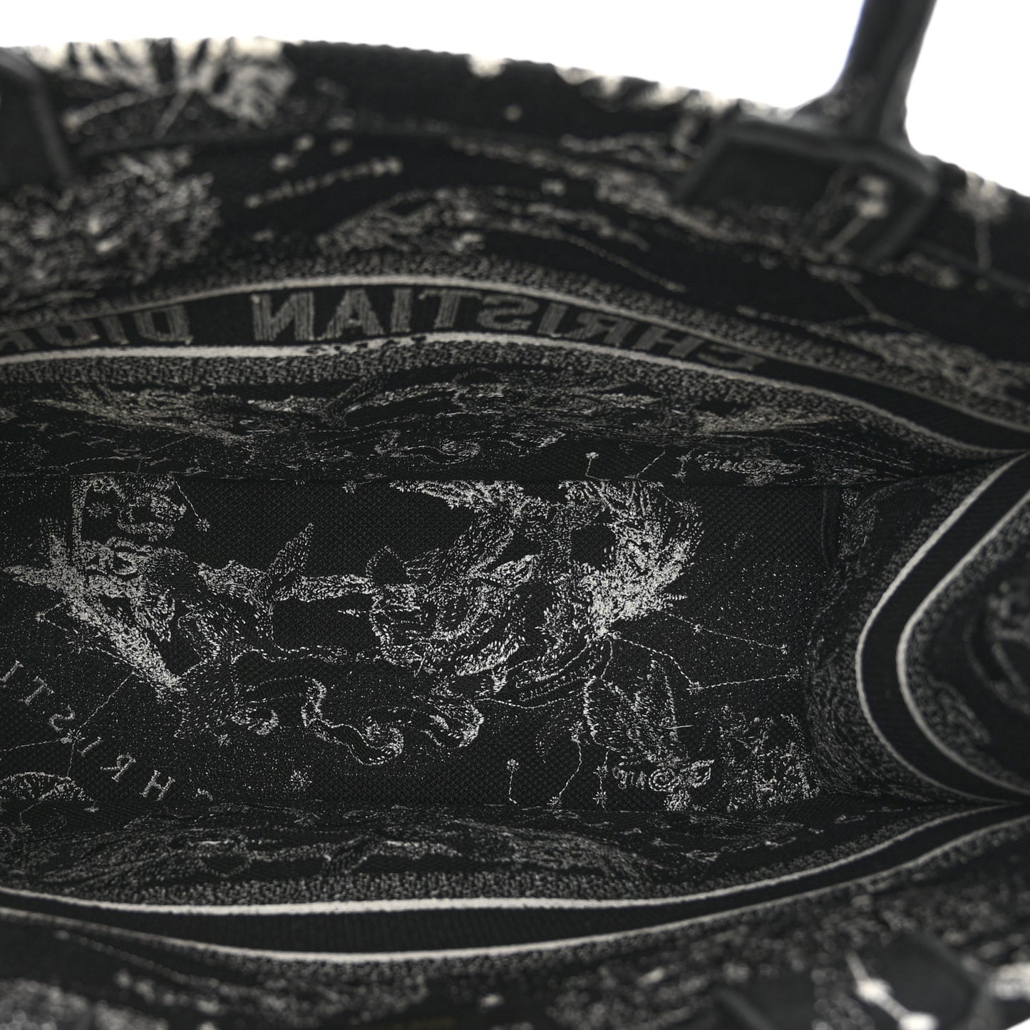 Canvas Embroidered Large Zodiac Toile De Jouy Book Tote Black Multicolor