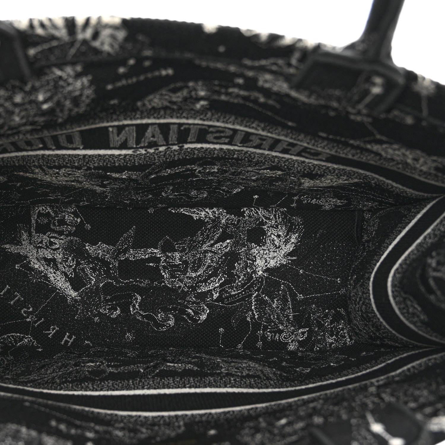 Christian Dior Canvas Embroidered Large Zodiac Toile De Jouy Book Tote Black Multicolor 6 of 10