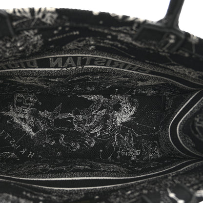 Christian Dior Canvas Embroidered Large Zodiac Toile De Jouy Book Tote Black Multicolor 6 of 10