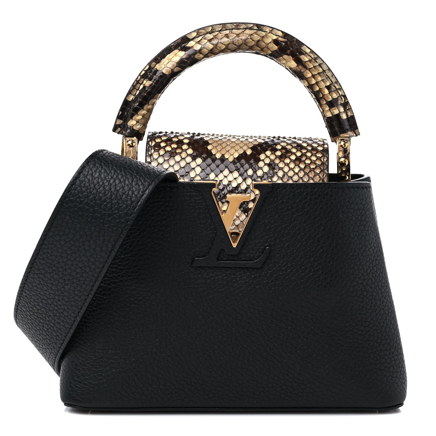 Taurillon Snakeskin Mini Capucines Black