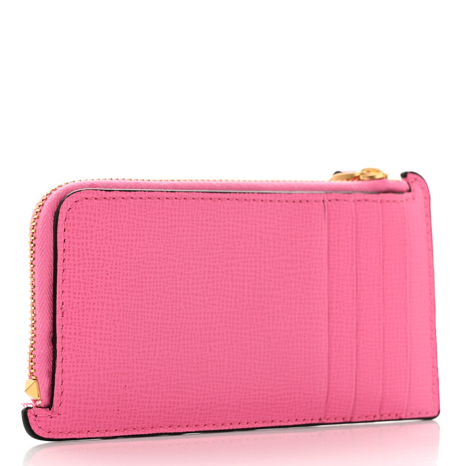 Valentino Garavani Grainy Calfskin Rockstud Coin Case Card Holder Pink 3 of 7