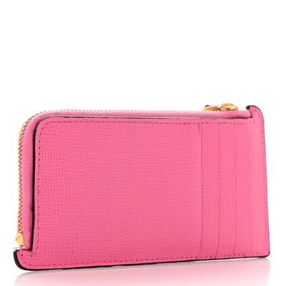 Valentino Garavani Grainy Calfskin Rockstud Coin Case Card Holder Pink 3 of 7