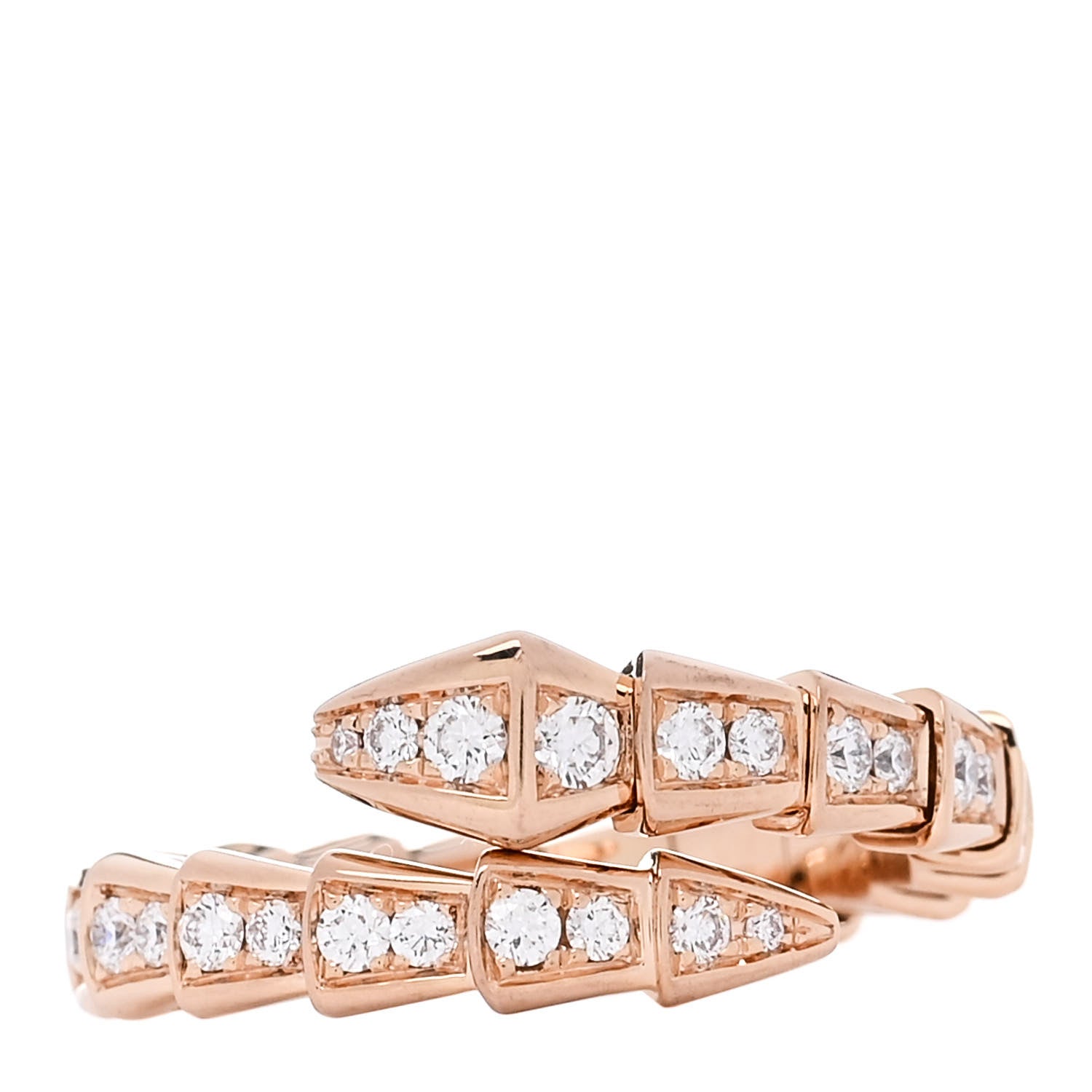 Bulgari 18K Rose Gold Diamond Serpenti Viper Pave Ring M 1 of 5