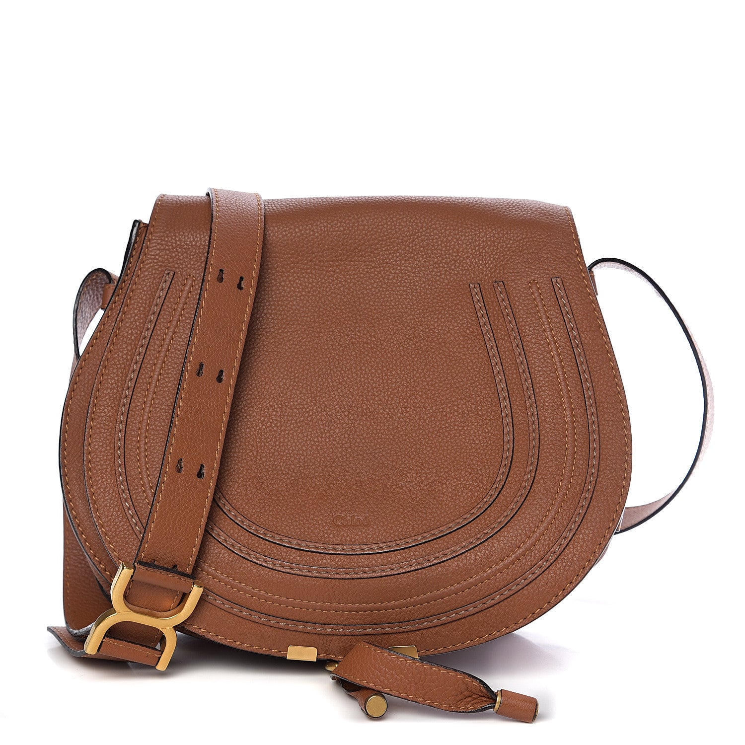 Chloe Calfskin Medium Marcie Round Crossbody Bag Tan 1 of 10