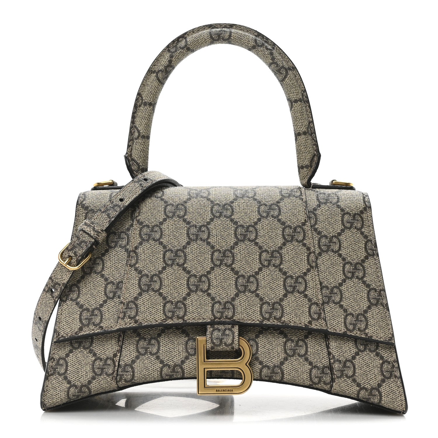 Balenciaga X GUCCI GG Supreme Monogram Small Hourglass Top Handle Bag Beige Ebony 1 of 10