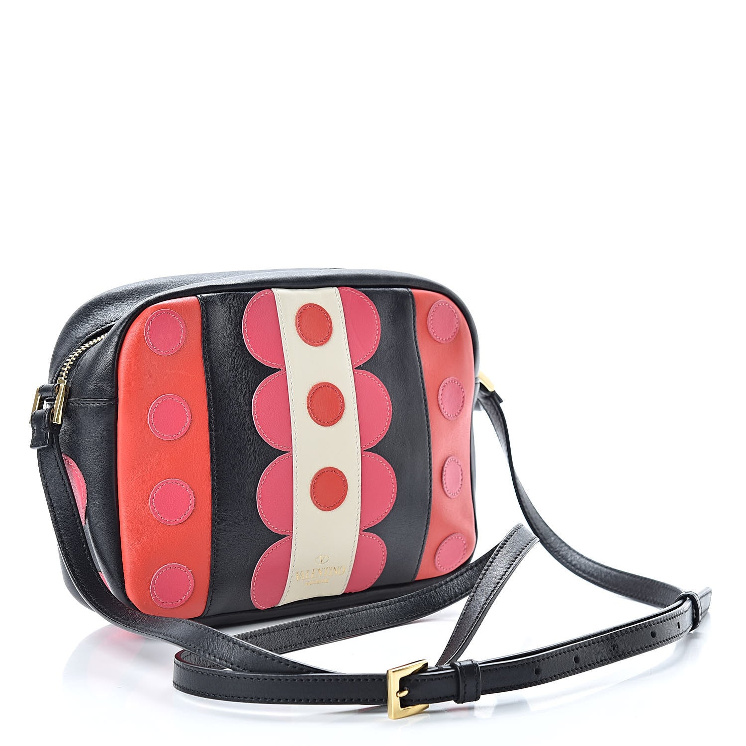 Valentino Garavani Calfskin Carmen Camera Crossbody Bag Black Deep Rose 3 of 9
