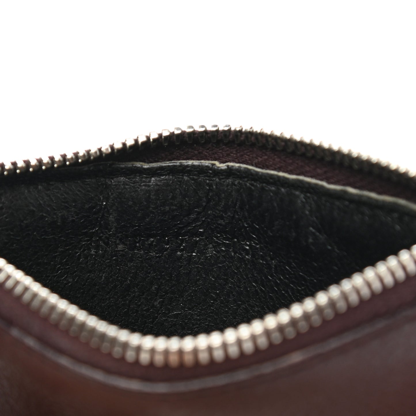 Grained Calfskin 5 Fragments Zip Pouch Card Holder Bordeaux