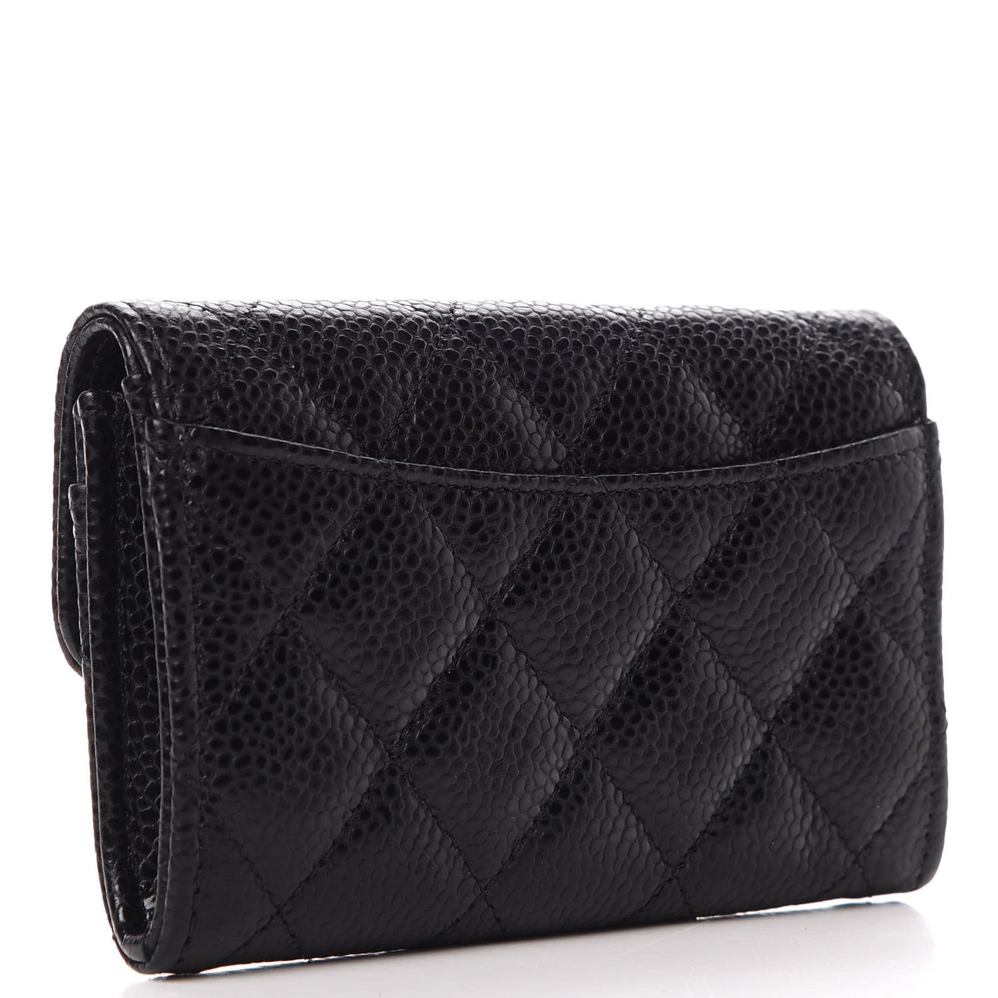 Caviar Quilted Flap Card Holder Black