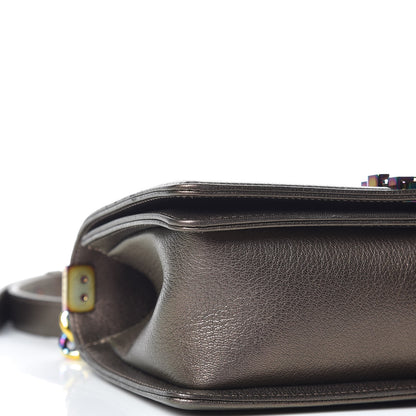 Chanel Iridescent Goatskin Quilted Medium Boy Flap Dark Gold 5 of 10