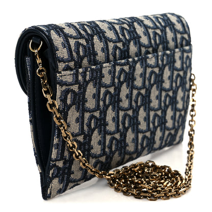 Christian Dior Oblique Saddle Chain Long Wallet Blue 4 of 14