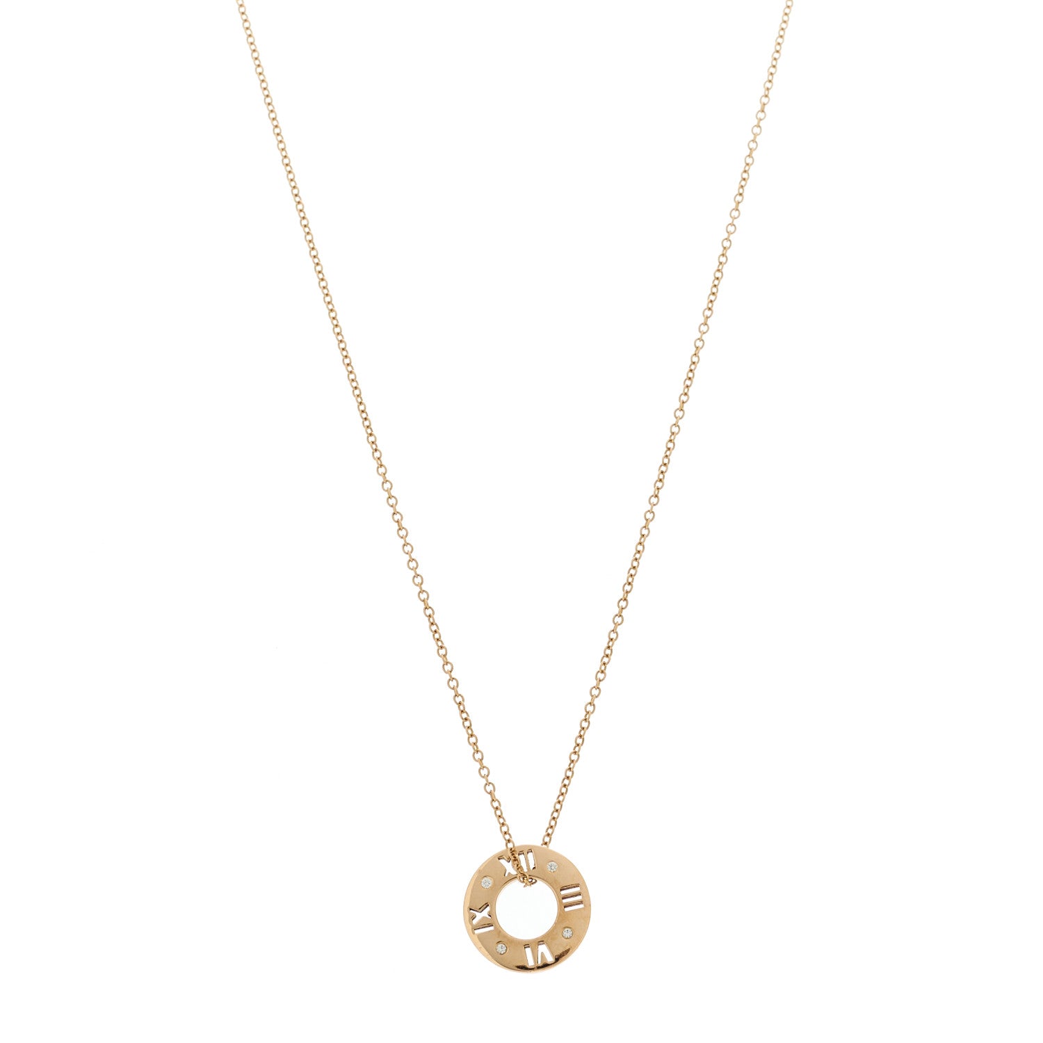 Tiffany 18K Rose Gold Diamond Atlas Pierced Pendant Necklace 1 of 6