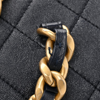 Chanel Shiny Lambskin Quilted Small Fashion Therapy Bowling Bag Navy 10 of 10