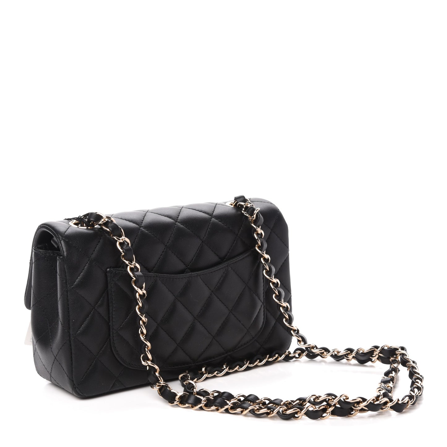 Lambskin Quilted Mini Rectangular Flap Black