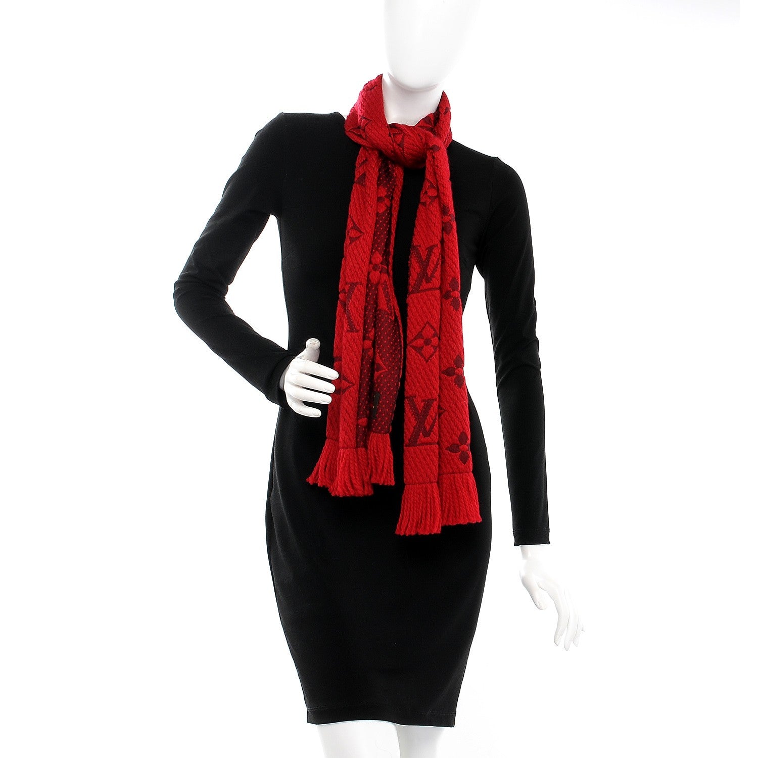 Louis Vuitton Wool Silk Logomania Scarf Rubis 2 of 5
