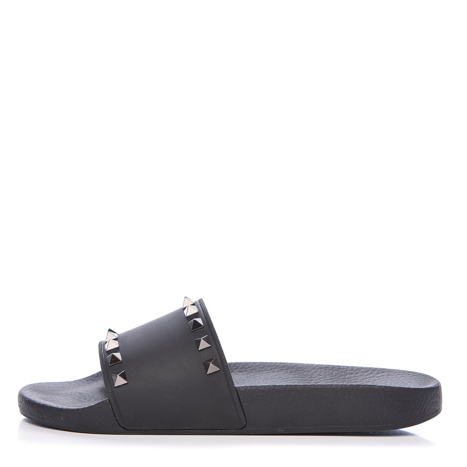 Valentino Garavani Rubber Rockstud Slide Sandals 38 Black 1 of 8