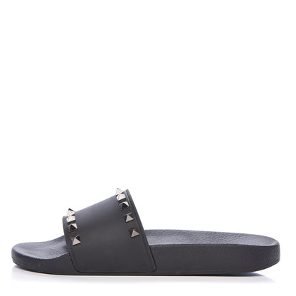 Valentino Garavani Rubber Rockstud Slide Sandals 38 Black 1 of 8