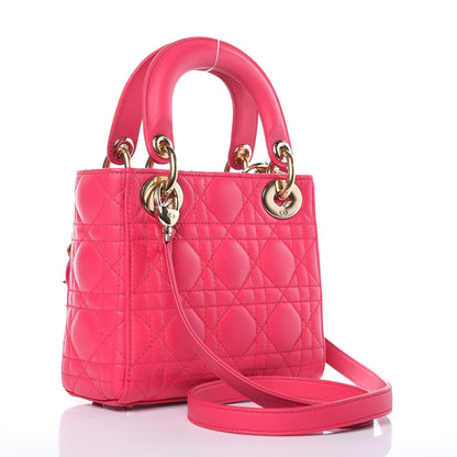 Christian Dior Lambskin Cannage Mini Lady Dior Fuchsia 3 of 13