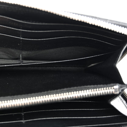 Saint Laurent Grain De Poudre Matelasse Chevron Monogram Zip Around Wallet Black 9 of 9
