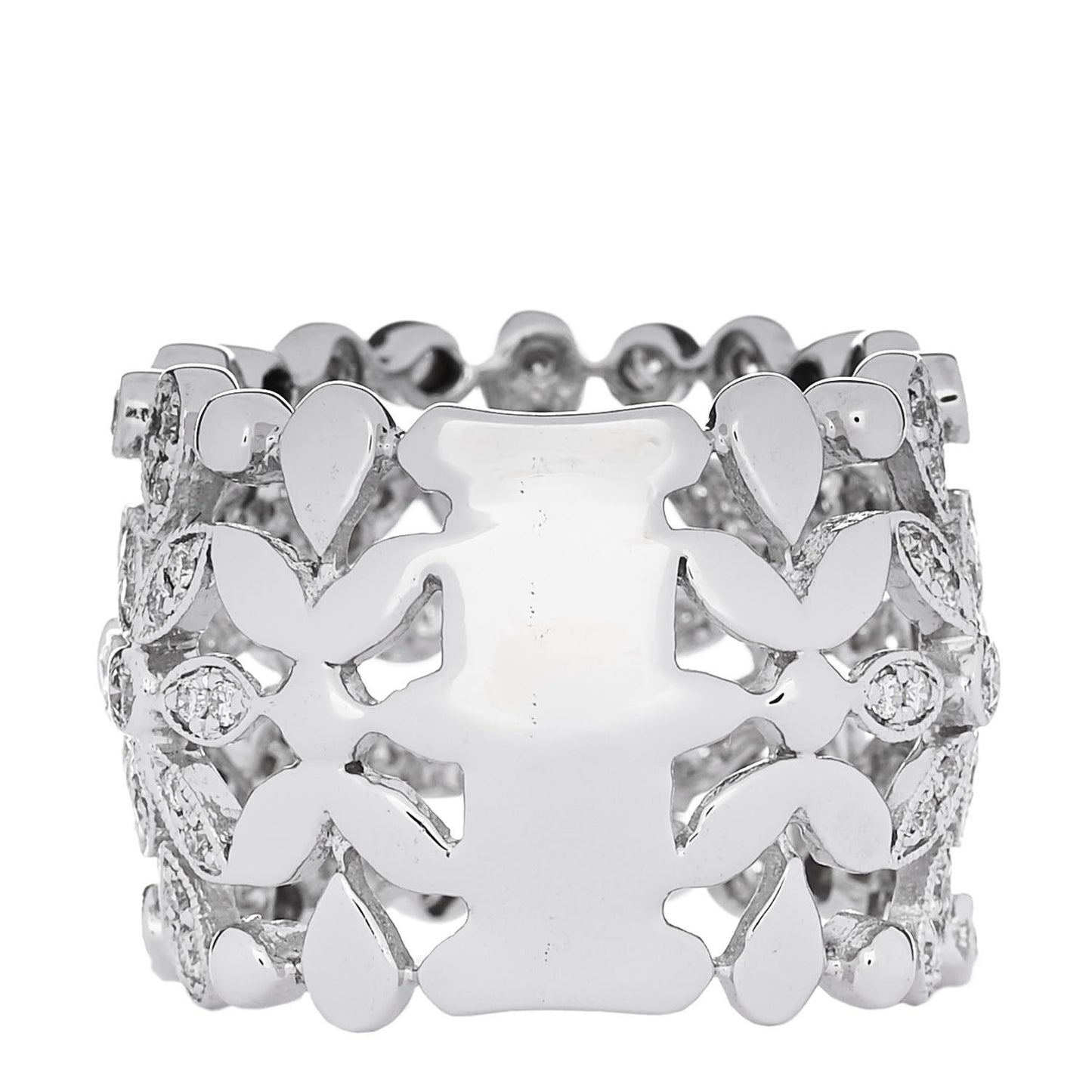 18K White Gold Diamond 1.23ctw Floral Ring  54 7