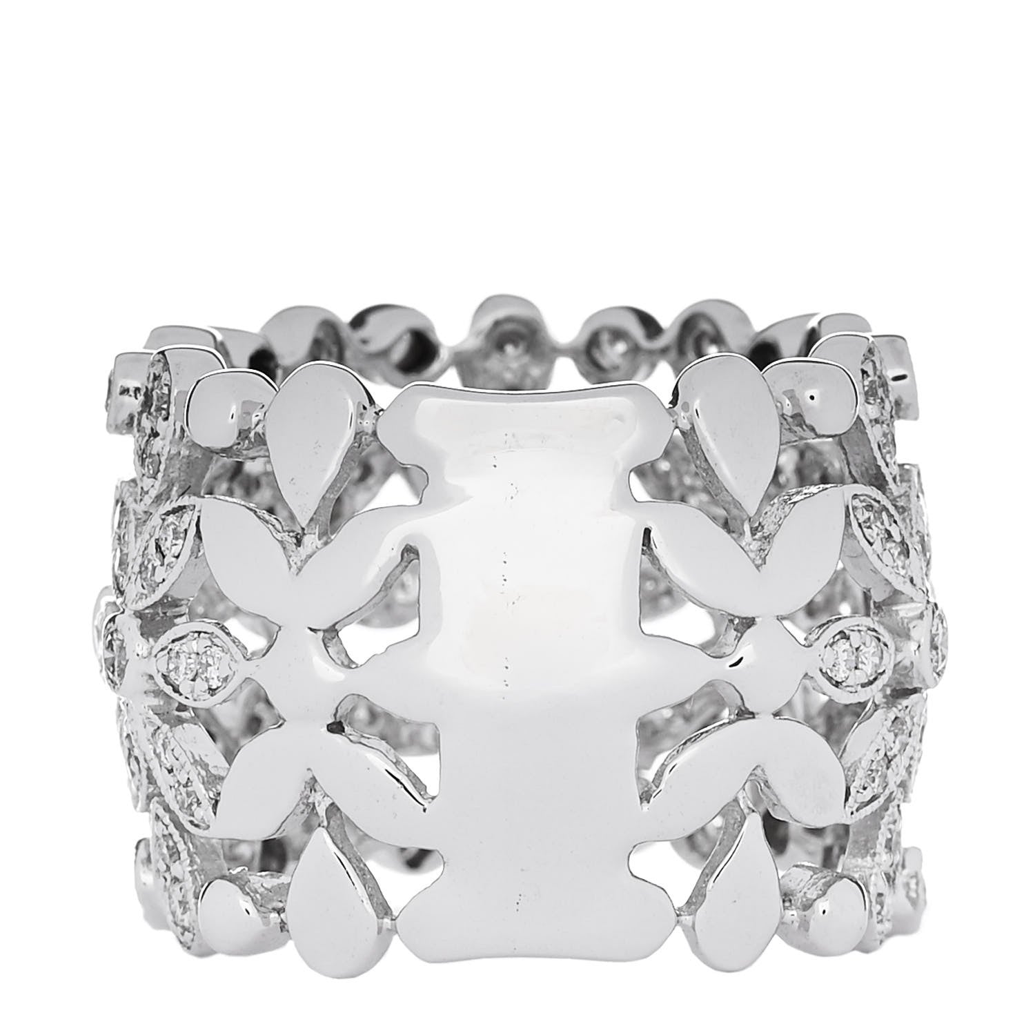 Parker & West by FASHIONPHILE 18K White Gold Diamond 1.23ctw Floral Ring  54 7 4 of 10