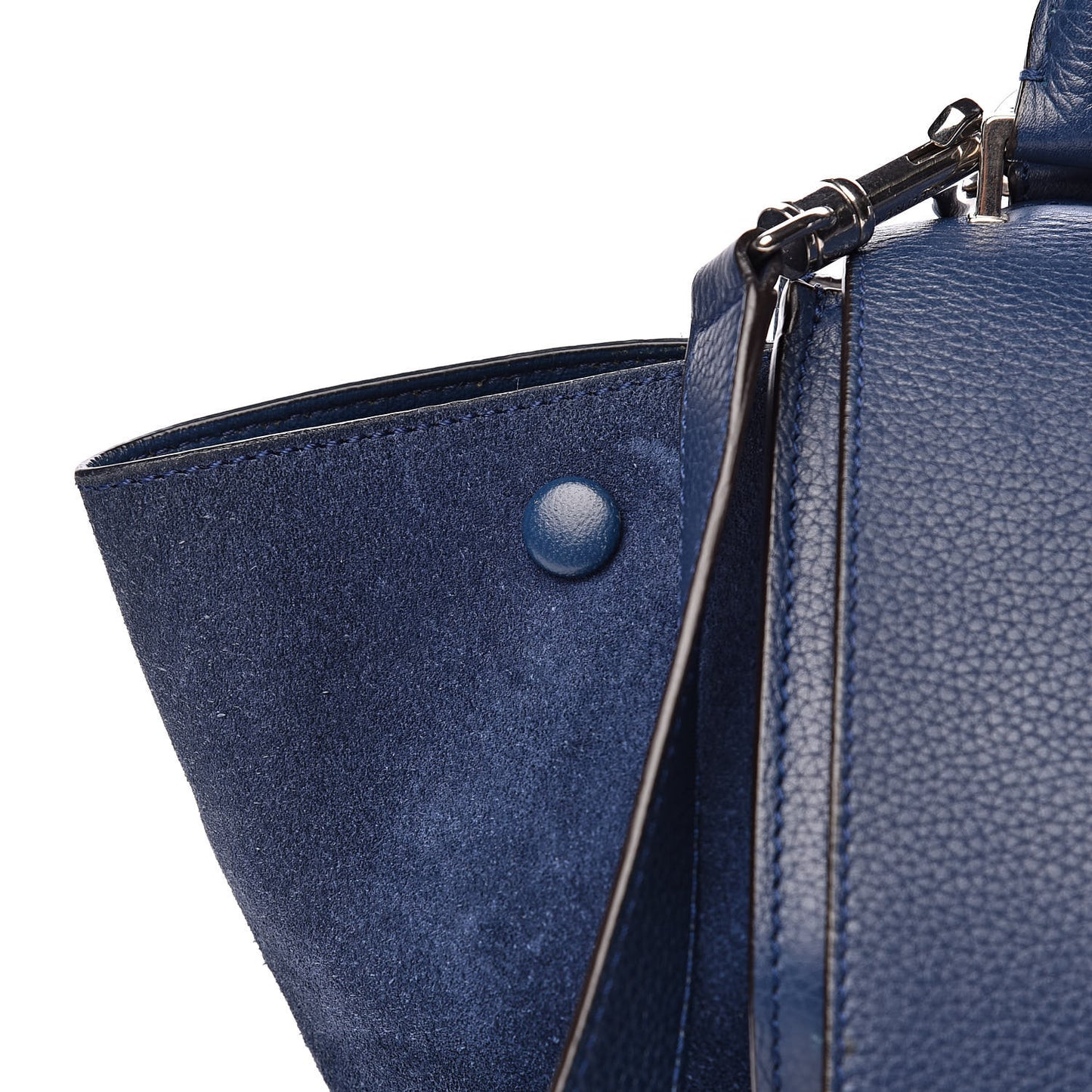 Drummed Calfskin Suede Medium Trapeze Navy